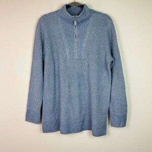 Soft Surroundings Women's Hallie Half Zip Sweater in Faded Denim Size XL NWT